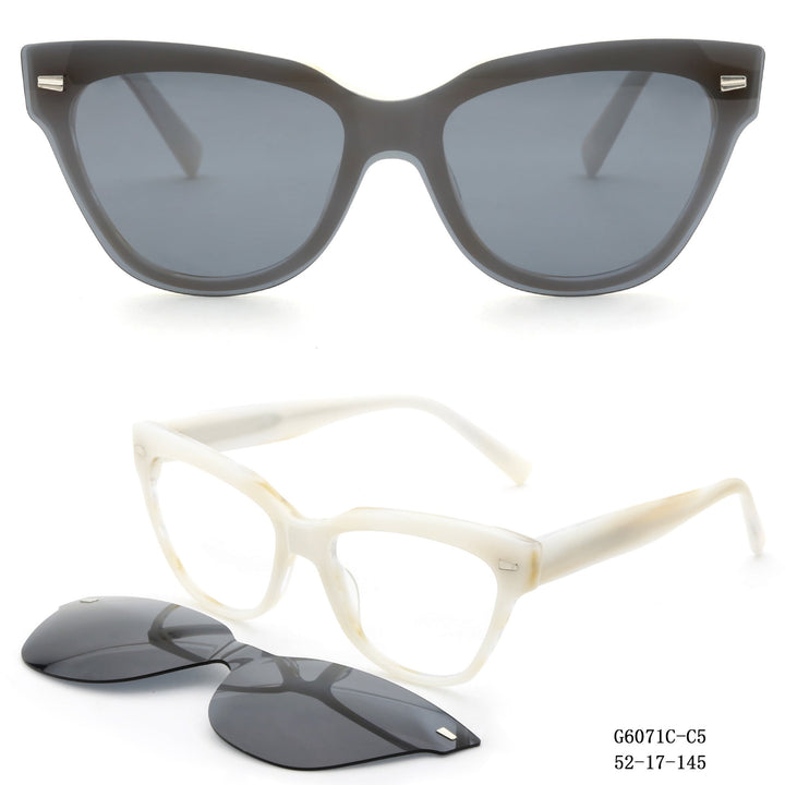 Dame moter Cat-Eye solbriller med avtakbare glass Luvikno