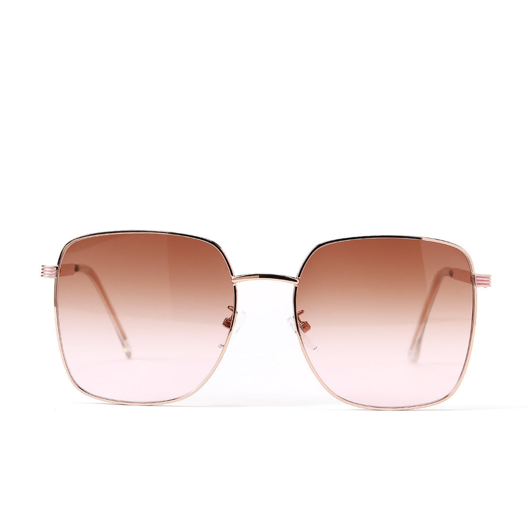 Dame kvadratisk solbrille med elegant metallramme og speilende glass Luvikno