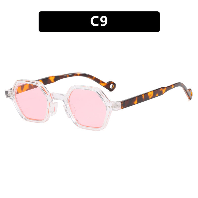 Dame heksagonal solbrille i moderne design med beskyttende linser Luvikno