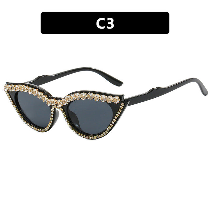 Dame Cat-Eye solbriller med glitrende strass Luvikno