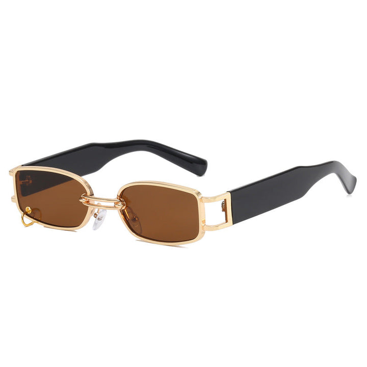Dame moteriktig solbrille med innovativ rektangulær design og elegante metallakenter Luvikno