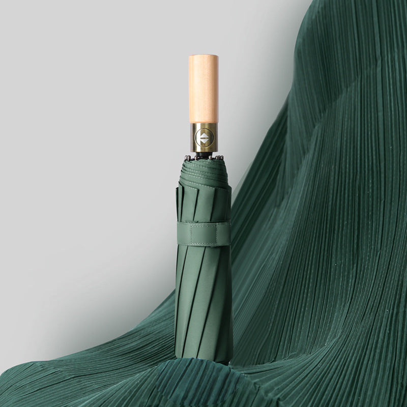Dame elegant faltparaply med ergonomisk treratt og vindmotstandsdyktig konstruksjon Luvikno