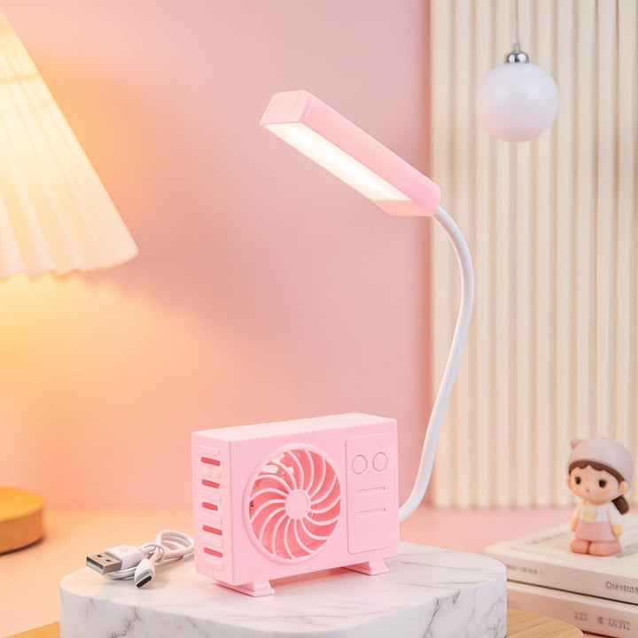 Kvinnelig multifunksjonell bordlampe med integrert vifte Luvikno