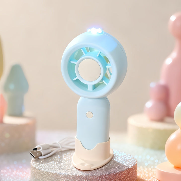 Bærbar mini-vifte med LED-belysning og USB-ladefunksjon Luvikno