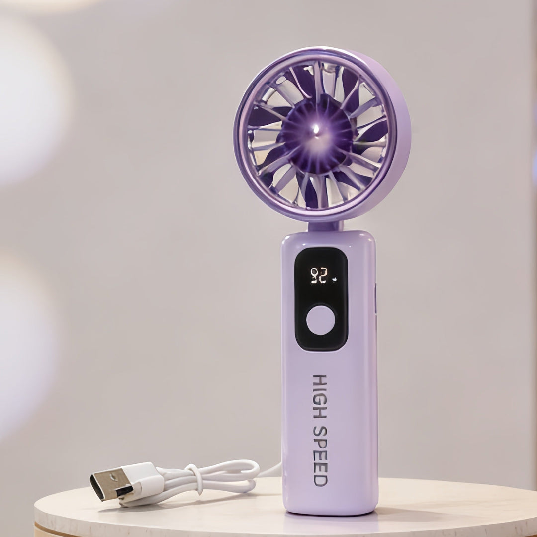 Bærbar håndvifte med LED-skjerm og USB-ladefunksjon Luvikno