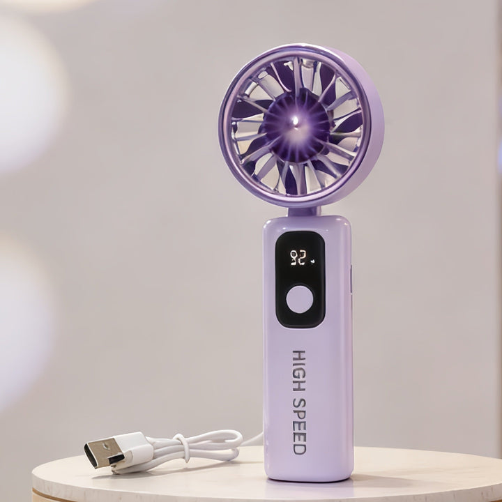 Bærbar håndvifte med LED-skjerm og USB-ladefunksjon Luvikno