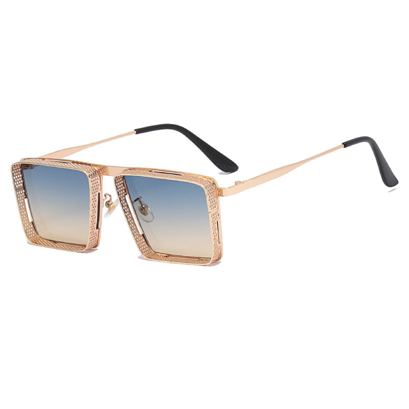 Dame ekstravagant firkantet solbrille med hullet ramme Luvikno