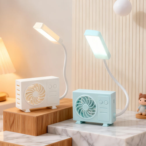 Kvinnelig multifunksjonell bordlampe med integrert vifte Luvikno