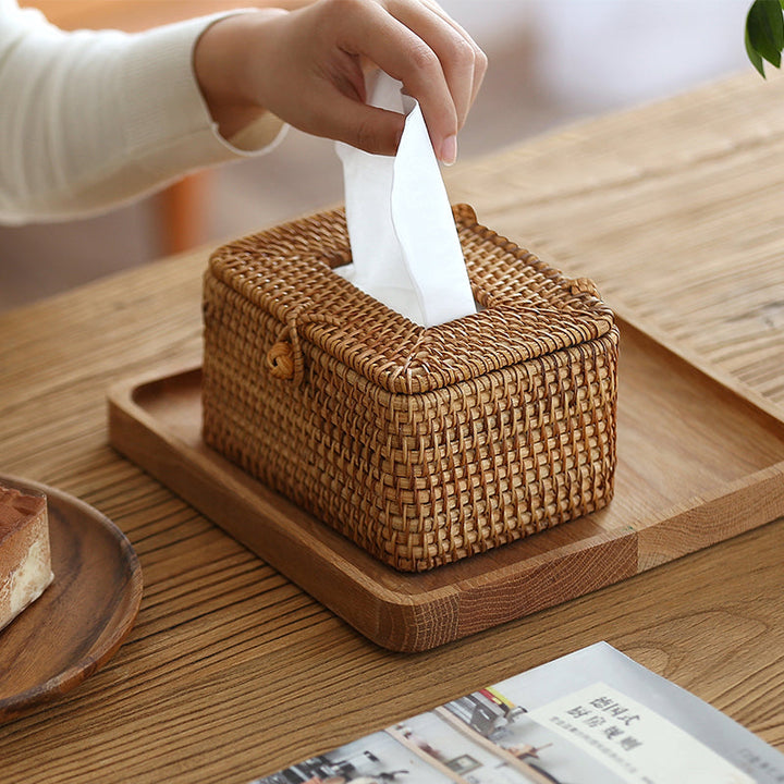 WillowNest Rattan Tissue Box Håndvevd Naturlig Eleganse | Luvikno