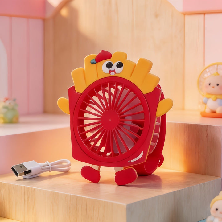 Dame Portable USB Håndvifte i Morsom Fries Design Luvikno