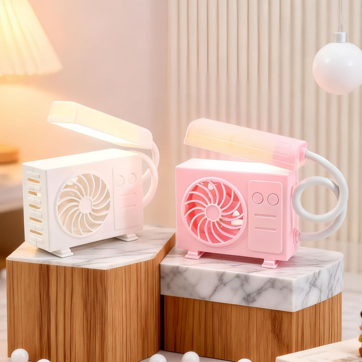 Kvinnelig multifunksjonell bordlampe med integrert vifte Luvikno