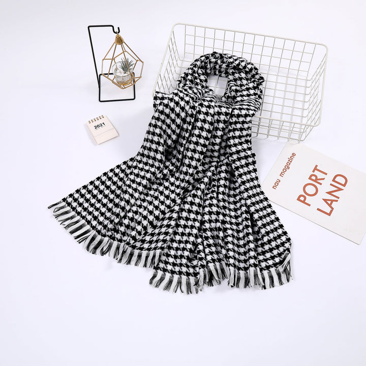 Dame elegant skjerf med houndstooth mønster Luvikno