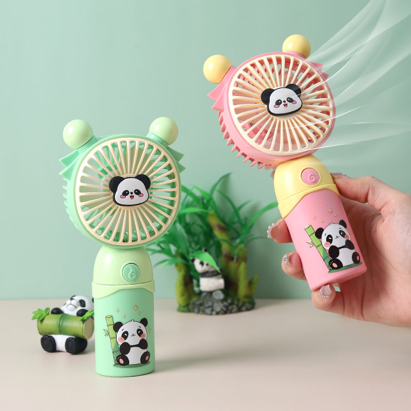 Unisex nan tragbar håndvifte barnevennlig med panda-motiv og myke silikonører Luvikno