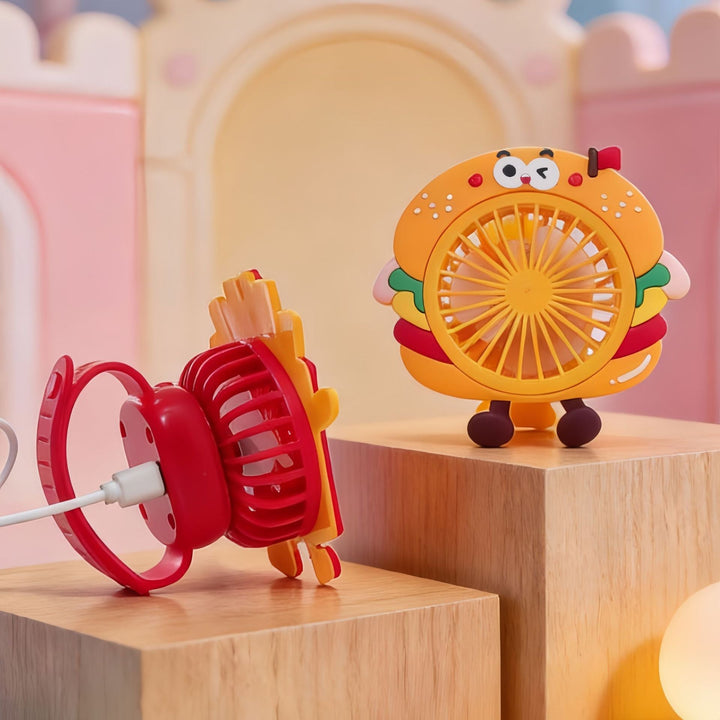 Dame Portable USB Håndvifte i Morsom Fries Design Luvikno