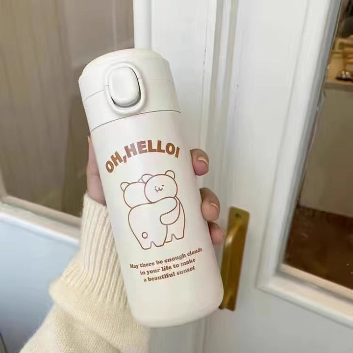 Damen Isolierflasche mit sicherem Druckverschluss und süßem Tierdesign Luvikno