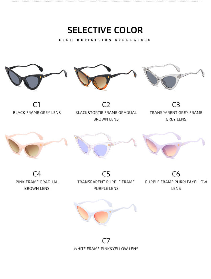 Dame Cat-Eye solbriller med speilte linser og elegant detalj Luvikno