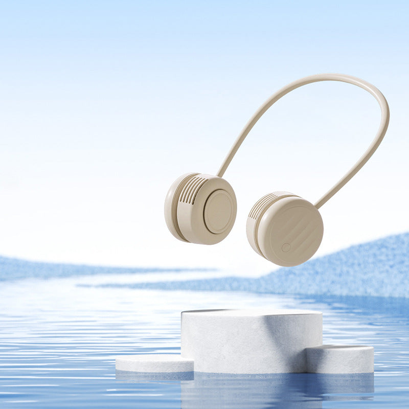 Kjølende handsfree dual-hodet bærbar nakkevifte med fleksibel gåsehals og USB-C opplading Luvikno