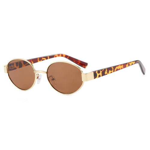 Dame fashionable solbriller med eksklusivt leopardmønster og elegant metallramme Luvikno