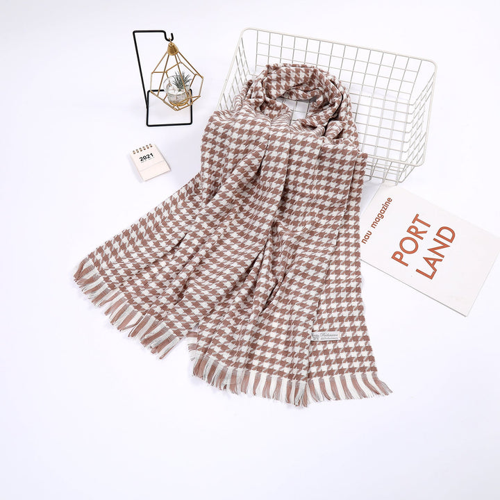 Dame elegant skjerf med houndstooth mønster Luvikno
