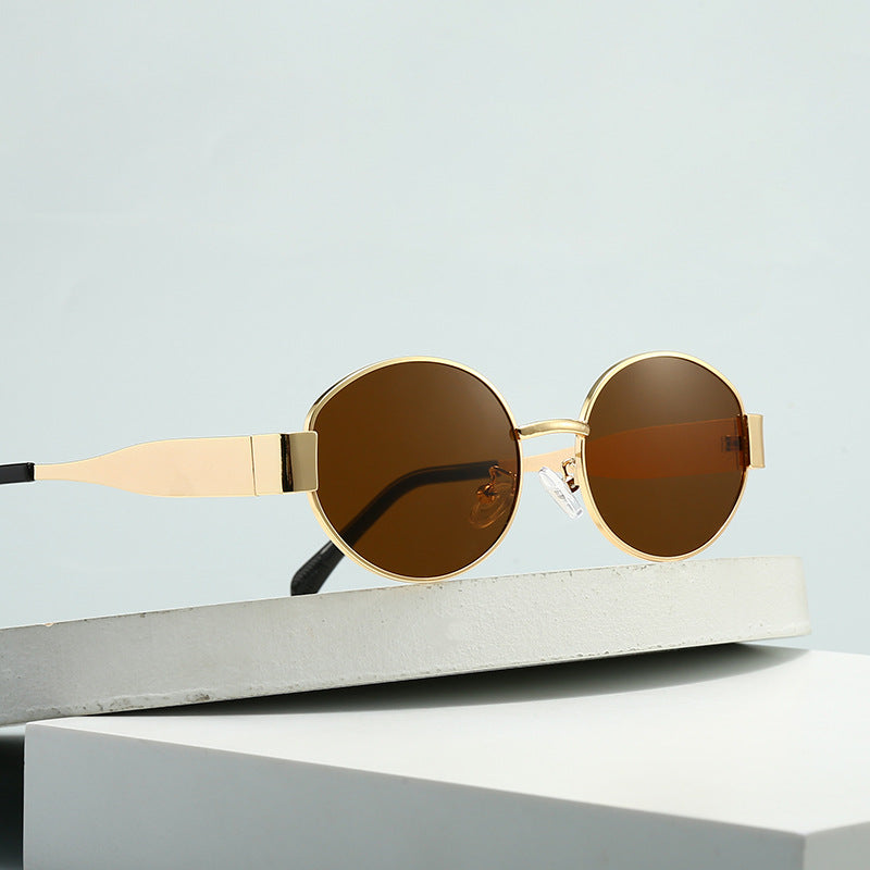 Dame motesik oval solbrille med unik ramme Luvikno