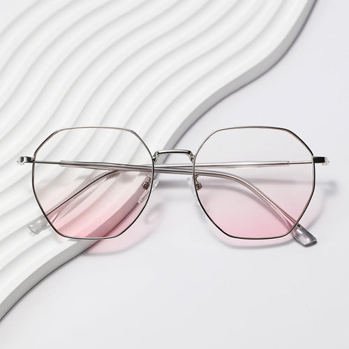 Dame modisk åttekantet solbrille med trendy metallramme Luvikno