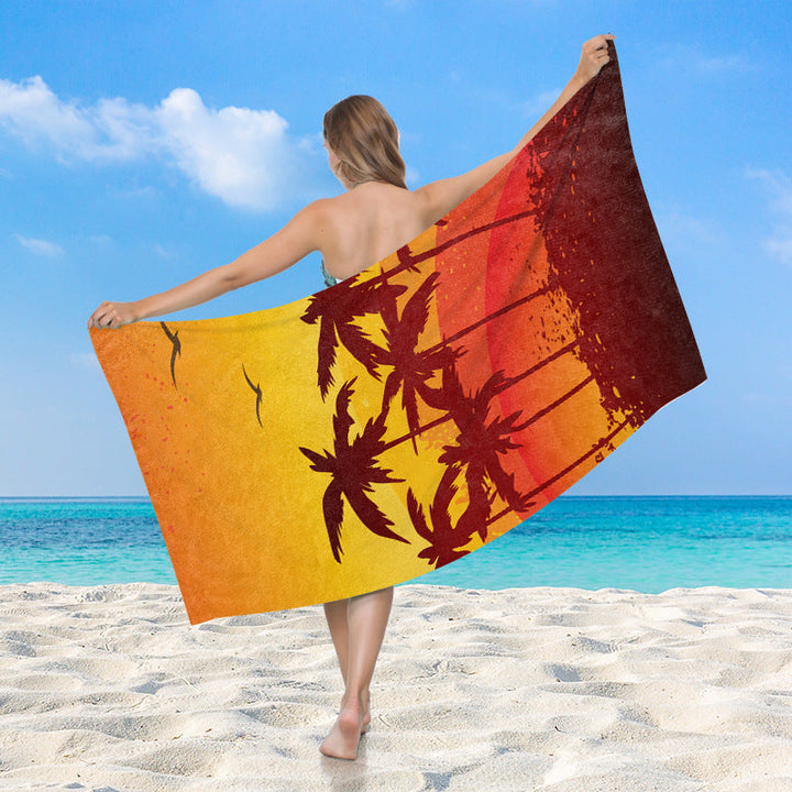 Women's beach towel with vibrant palm motif Luvikno