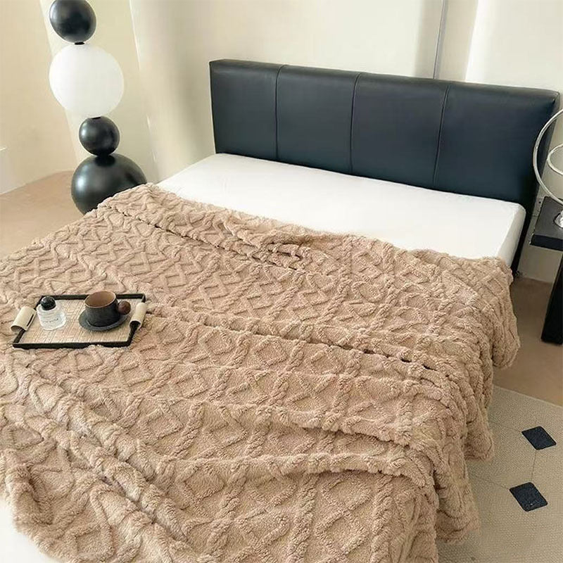 Damer Plysj Sengeteppe med strukturert design Luvikno