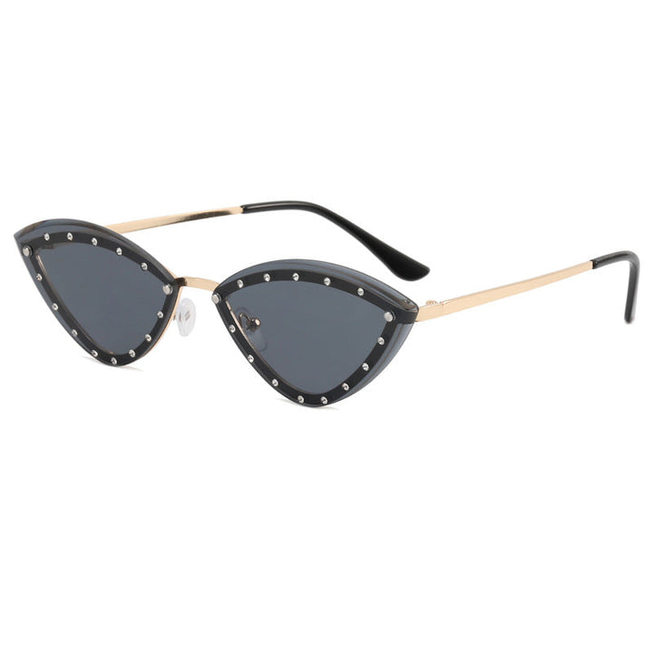 Dame Cat-Eye solbriller med glitter-detaljer Luvikno