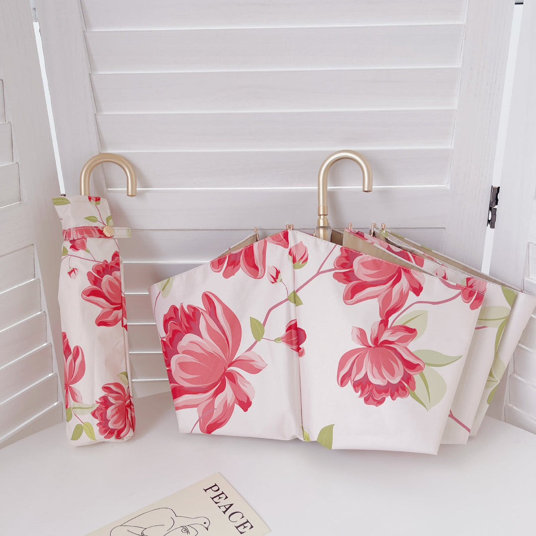 Dame elegant sammenleggbar paraply med hjerteformet design Luvikno