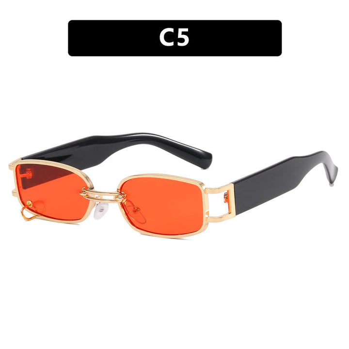 Dame moteriktig solbrille med innovativ rektangulær design og elegante metallakenter Luvikno