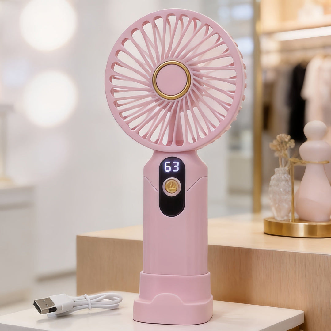 Bærbar håndvifte med digital hastighetsdisplay og USB-ladefunksjon Luvikno