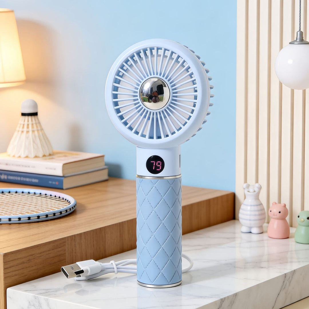 Bærbar håndvifte med digital temperaturvisning og behagelig design Luvikno