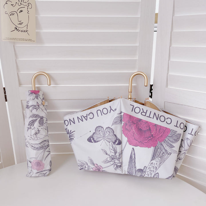 Dame elegant sammenleggbar paraply med hjerteformet design Luvikno