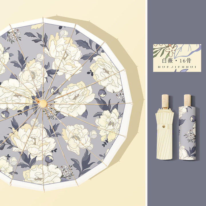 Dame elegant designer-paraply med blomsterdesign Luvikno