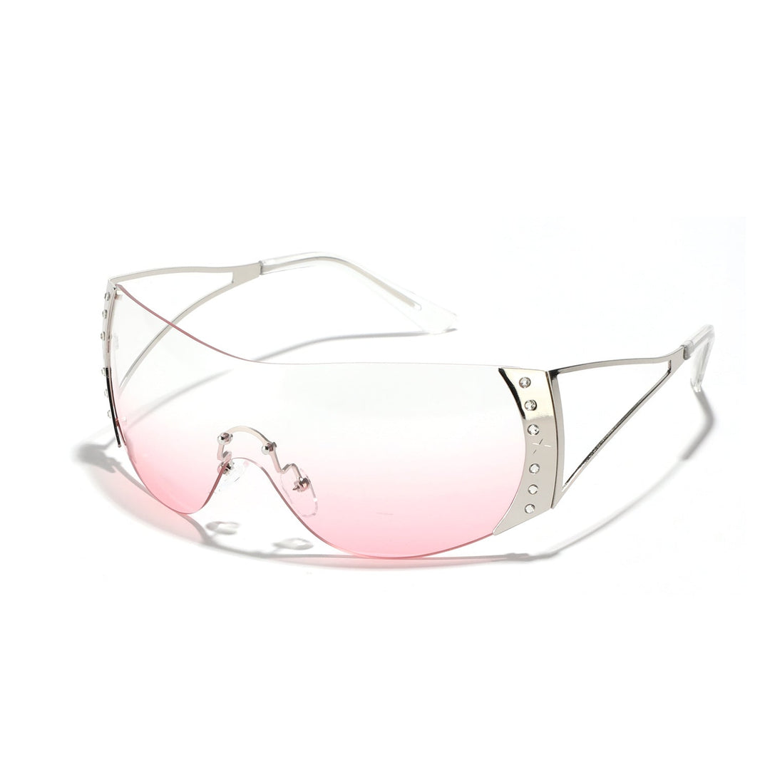 Dame futuristisk solbrille med stilfull ramme og høygradig UV-beskyttelse Luvikno