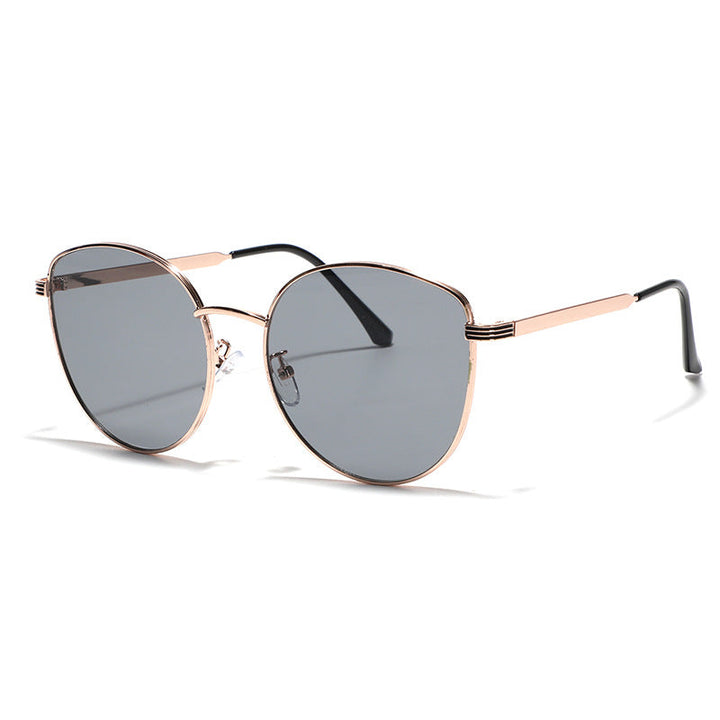 Dame geometrisk solbrille med smal metallramme Luvikno