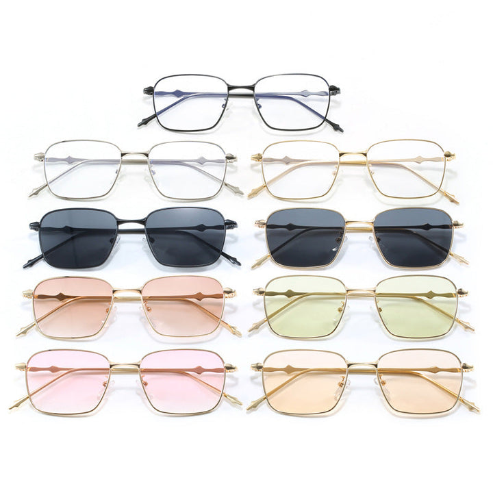Dame elegant firkantet solbrille med høykvalitets metallramme Luvikno