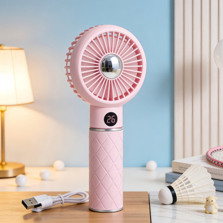 Bærbar håndvifte med digital temperaturvisning og behagelig design Luvikno