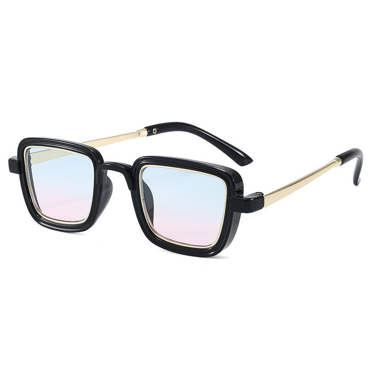 Dame firkantet solbrille med gjennomsiktig ramme og gyldne detaljer Luvikno