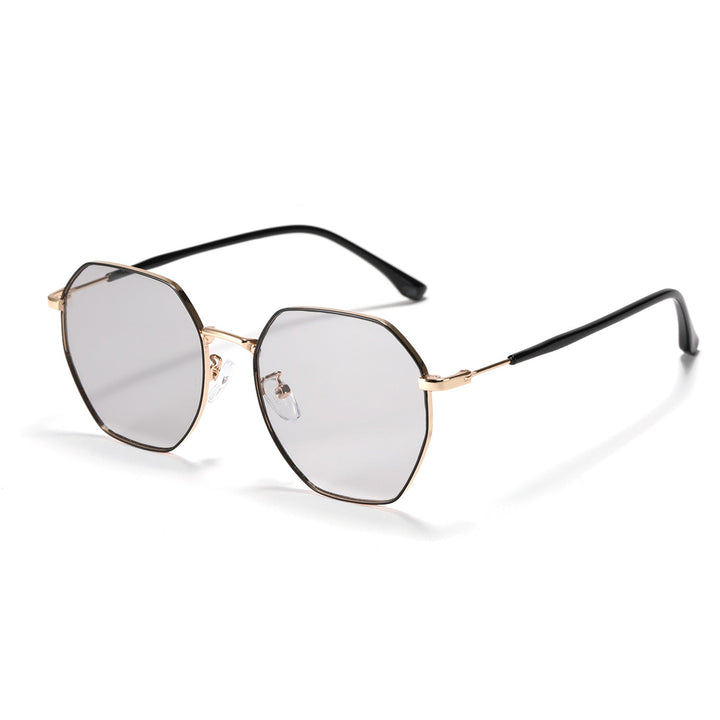 Dame modisk åttekantet solbrille med trendy metallramme Luvikno
