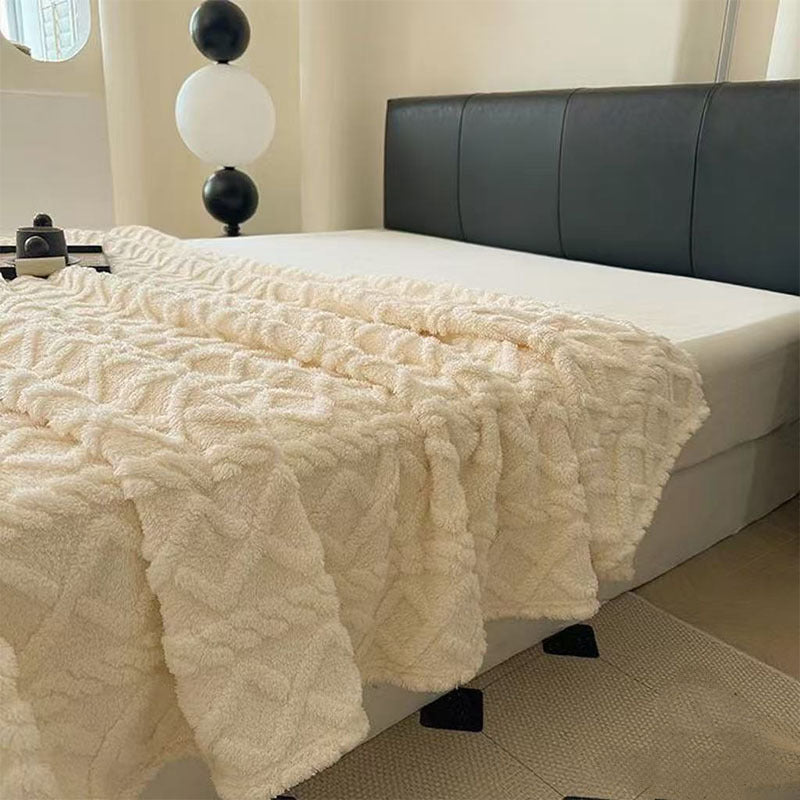Damer Plysj Sengeteppe med strukturert design Luvikno
