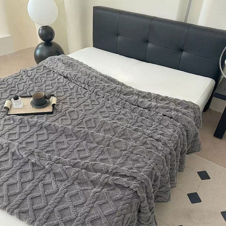 Damer Plysj Sengeteppe med strukturert design Luvikno