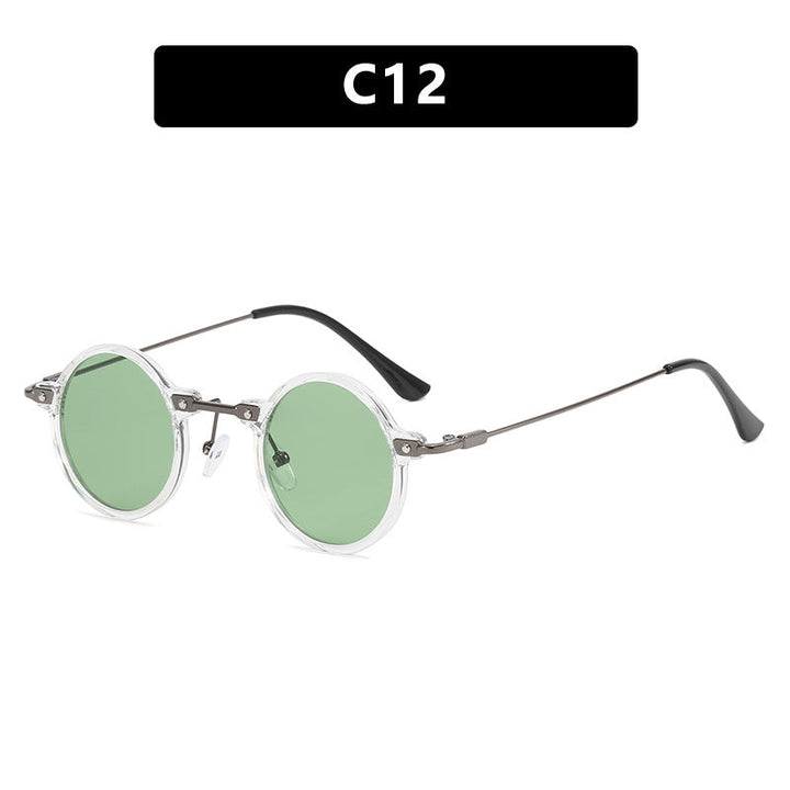 Damen moteriktig rund solbrille med stilig metallramme og polarisert glass Luvikno