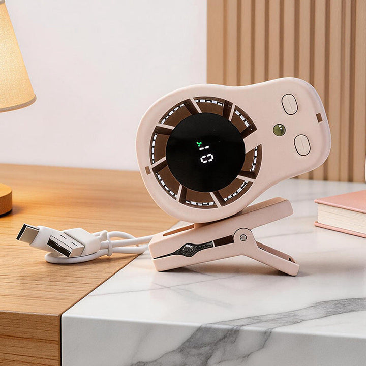 Kvinnenes bærbare USB mini-vifte med foldbar klips Luvikno
