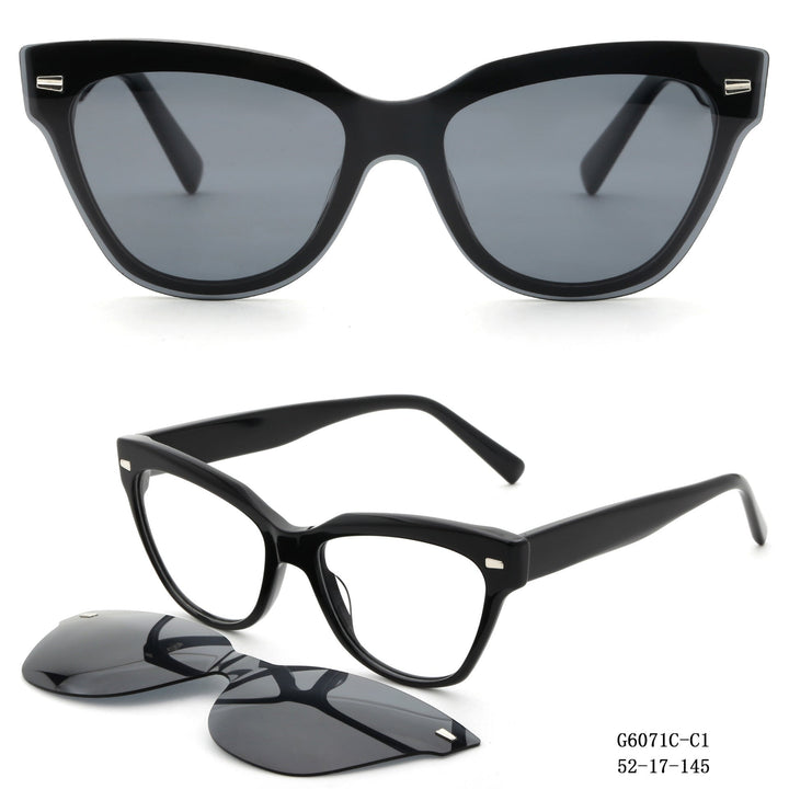 Dame moter Cat-Eye solbriller med avtakbare glass Luvikno