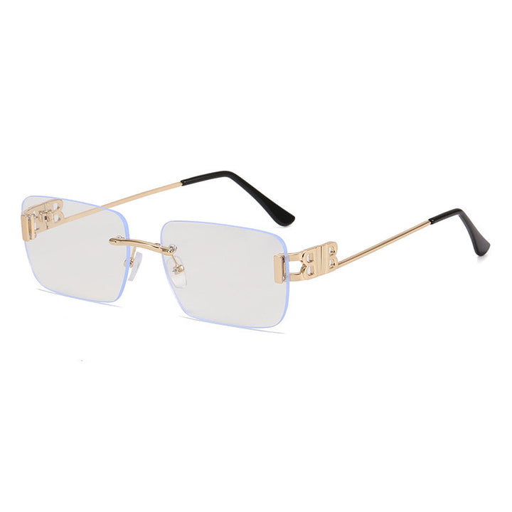 Damer moterik kvadratisk solbrille med gull aksenter Luvikno