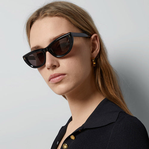 Dame Cat-Eye solbriller med transparent ramme og brune linser Luvikno