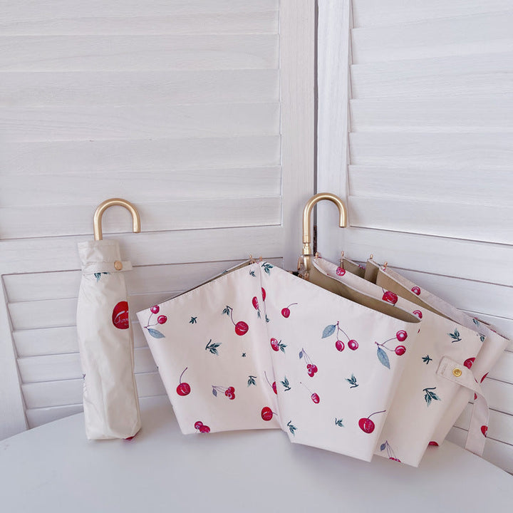 Dame elegant sammenleggbar paraply med hjerteformet design Luvikno