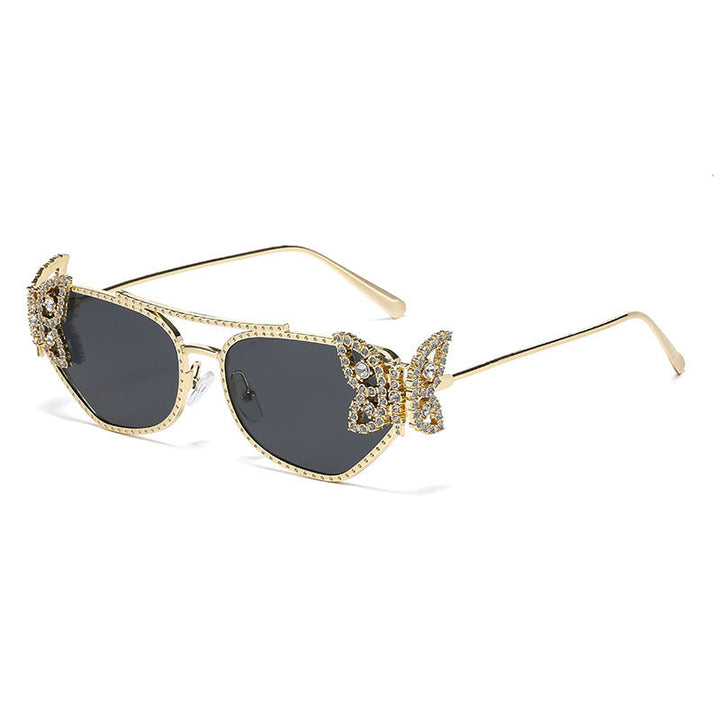 Dame luksus solbrille med elegant sommerfugl-detalj Luvikno