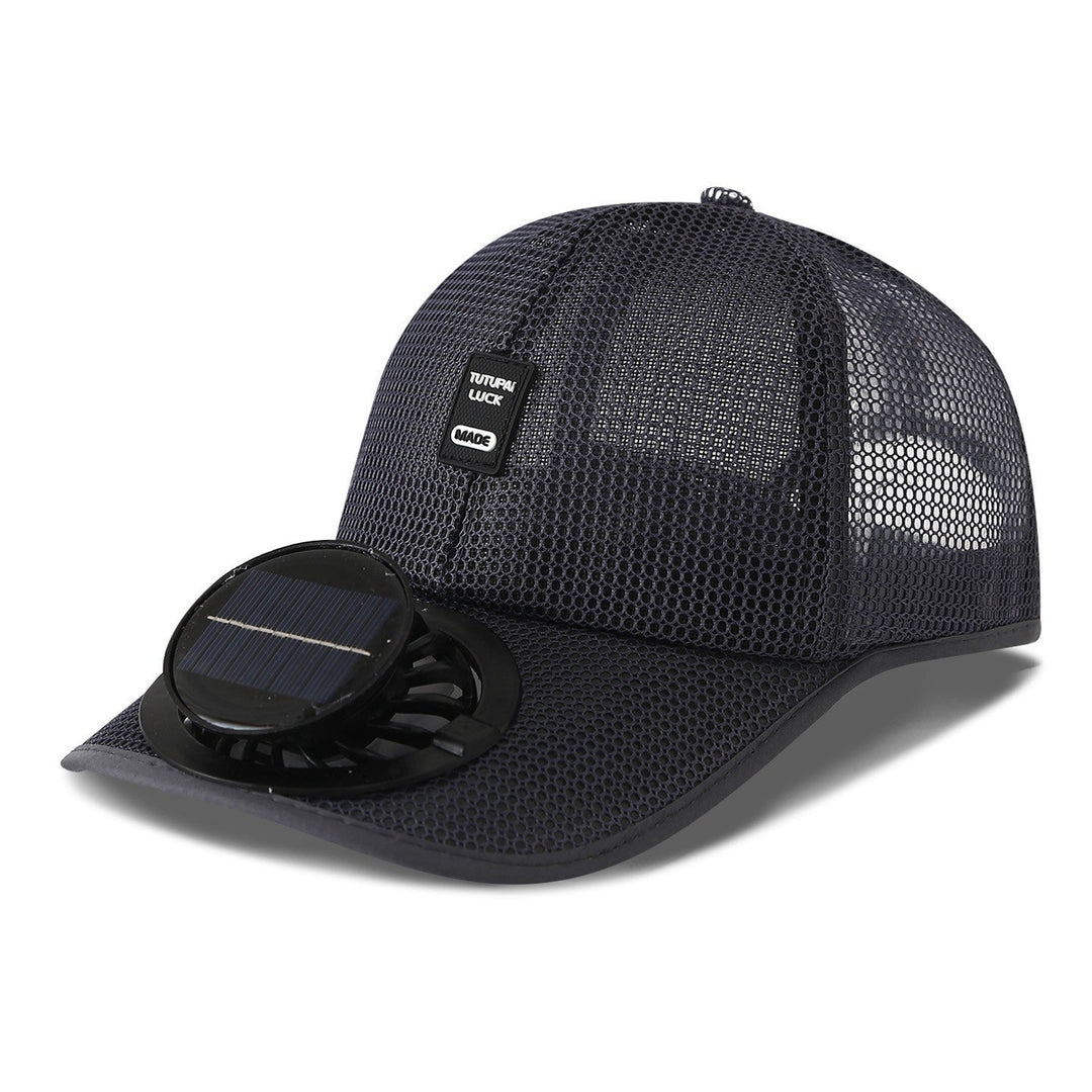 solardrevet mesh baseball cap med avtakbar frontvifte Luvikno